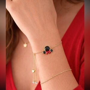 KATE SPADE NEW YORK MINNIE MOUSE SLIDE ADJUSTABLE BRACELET GOLD CZ DISNEY